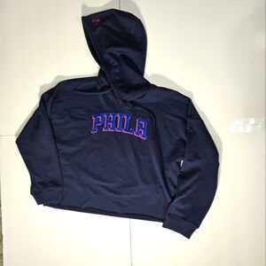 Navy Blue Hoodie with PHILA Embroidery -Size L